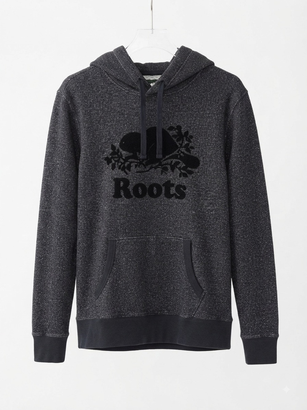 Roots Men's Black Speckled Hoodie Sweatshirt